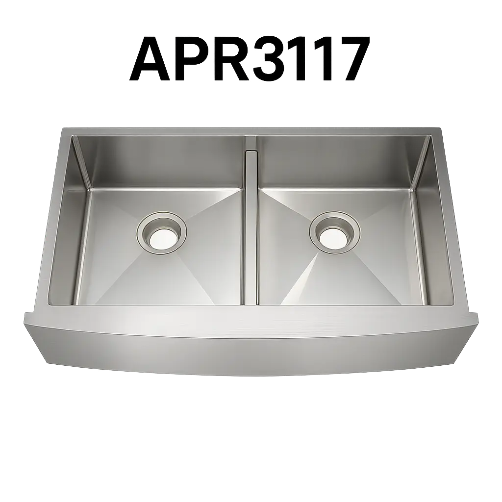 [APR3117] APR-3117 - Double Bowl Farm Sink Fits 36" Cab. (7" Apron - 34" x 21-1/4" x 9")