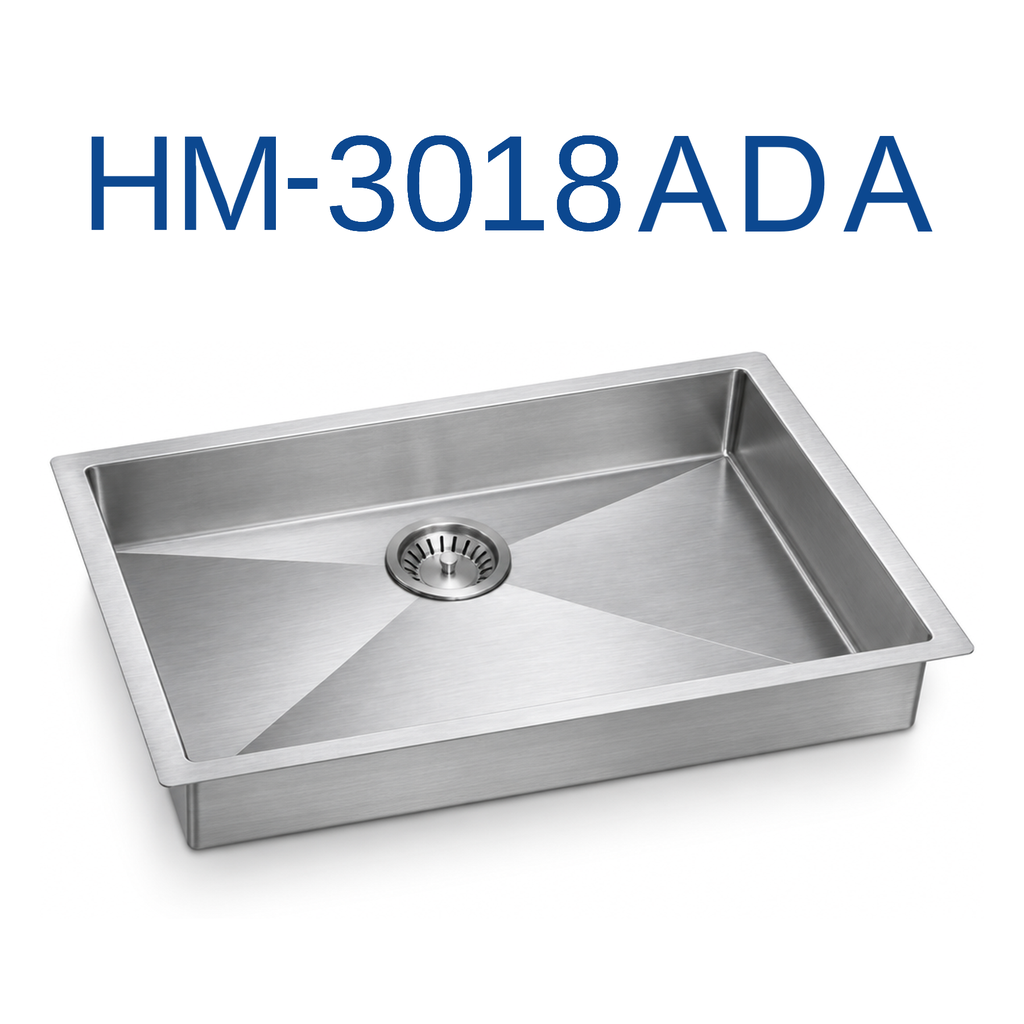 [HM-3018ADA] PrimaSink HM-3018ADA 30'' x 18'' Single bowl Handmade Kitchen Sink - 18 Gauge Stainless Steel