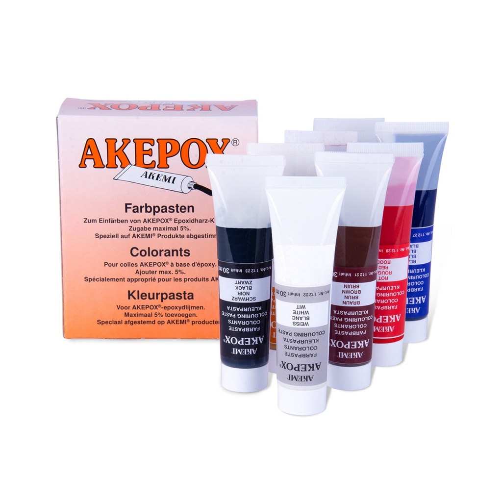[EPOX.11226] Akemi AKEPOX® Coloring Pastes for Epoxy-Based Adhesives - 8 Standard Colours (30 mL)