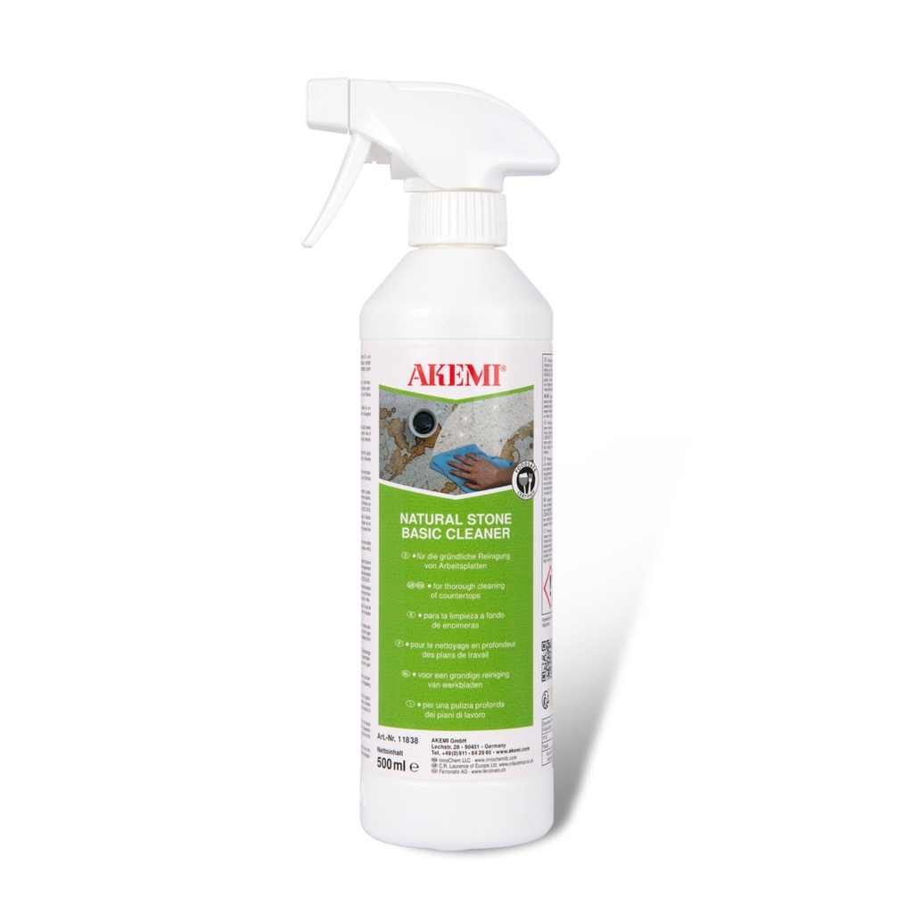 [CARE.11838] Akemi Natural Stone Basic Cleaner - Water-Based Alkaline Cleaning Agent (500 mL, Ready-to-Use, Food Safe)