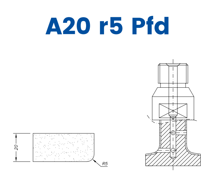 SCE21320 LINE 20 20mm r5 Eased Edge Polished Face Down (¼ Radius) Profile A20 r5 PFD Position 1 EHS EHS Kit (all materials, high speed)
