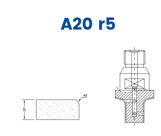 SCE21D523 LINE 20 20mm r5 Eased Edge DEC Profile A20 r5 DEC Position 1 EHS EHS Kit (all materials, high speed)