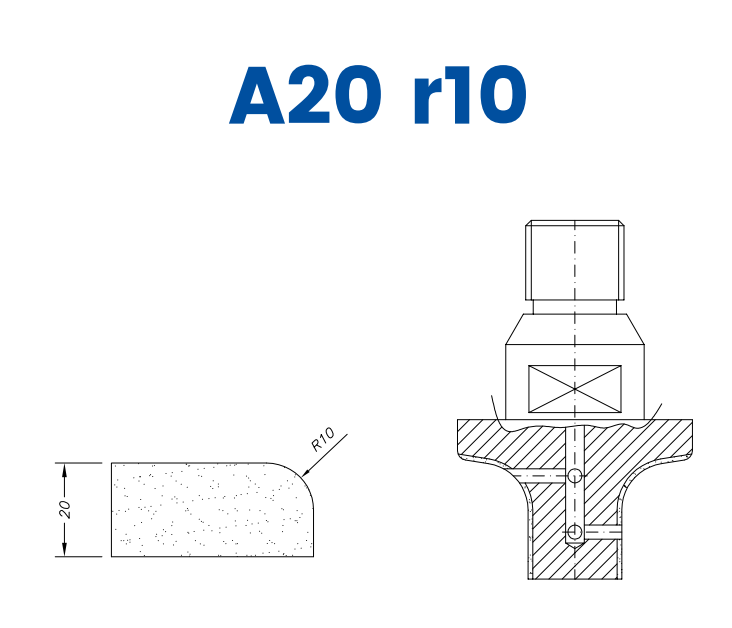 SCE21002 LINE 20 20mm Half Bullnose Profile A20 r10 Position 1 EHS EHS Kit (all materials, high speed)