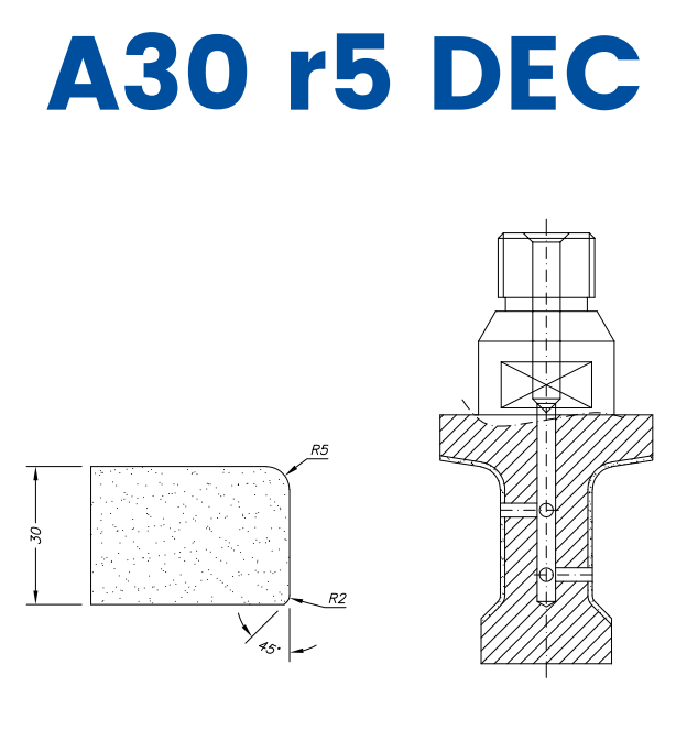 SCE21D521 LINE 20 30mm r5 Eased Edge DEC Profile A30 r5 DEC Position 1 EHS EHS Kit (all materials, high speed)
