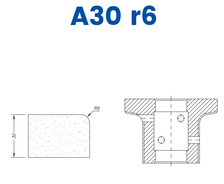 SCE21006 LINE 20 30mm r6 Eased Edge Profile A30 r6 Position 1 EHS EHS Kit (all materials, high speed)