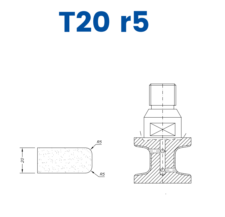 SCE21080 LINE 20 30mm Eased Top & Bottom r5 Profile T20 r5 Position 1 EHS EHS Kit (all materials, high speed)