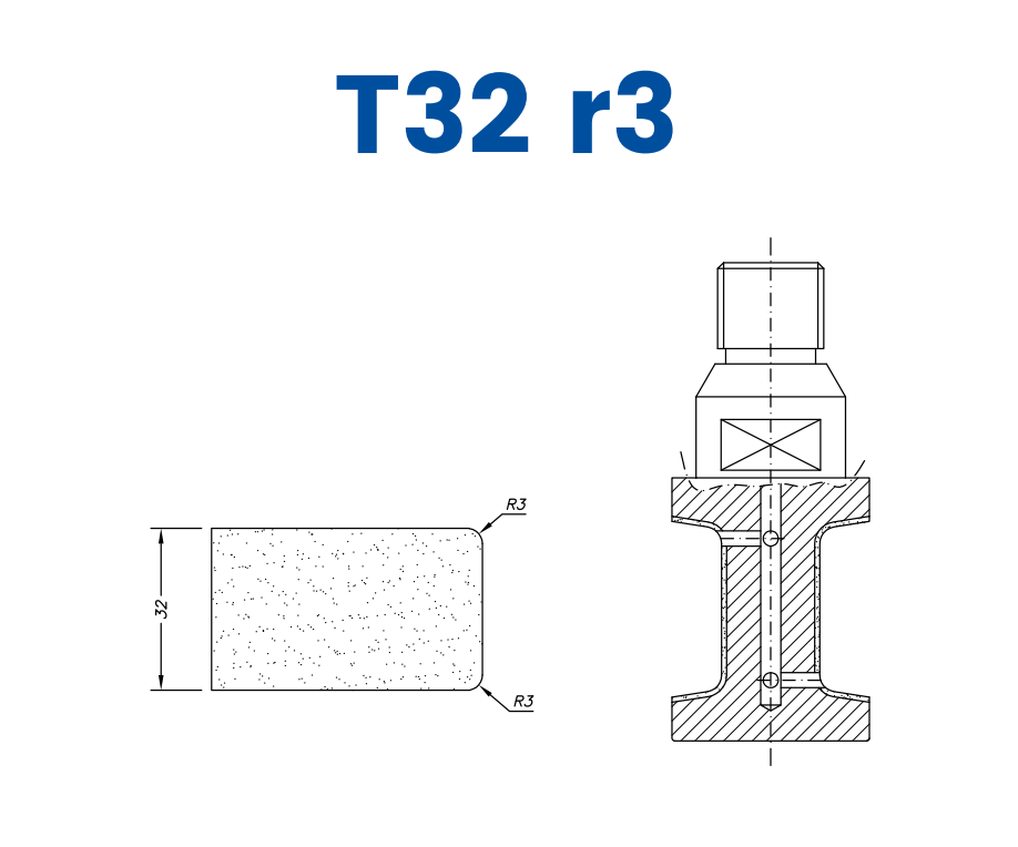 SCE23D017 LINE 20 32mm Eased Top & Bottom r3 Profile T32 r3 Position 3 EHS EHS Kit (all materials, high speed)