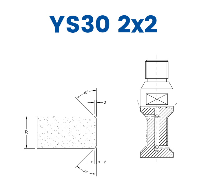 SCE21122 LINE 20 30mm Double Chamfer 2x2 Profile YS30 2x2 Position 1 EHS EHS Kit (all materials, high speed)