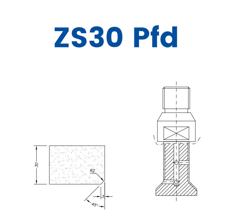 SCE21043 LINE 20 30mm Single Chamfer Polished Face Down Profile ZS30 Pfd Position 1 EHS EHS Kit (all materials, high speed)