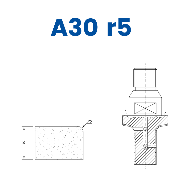 SC28005 LINE 20 30mm r5 Eased Edge Profile A30 r5 Position 2 Electroplated Electroplated Kit (soft materials, marble)