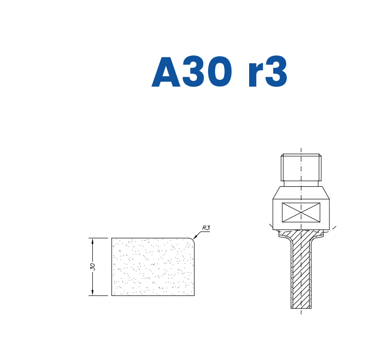 SC27264 LINE 10 30mm r3 Eased Edge Profile A30 r3 Position 1 Electroplated Electroplated Kit (soft materials, marble)