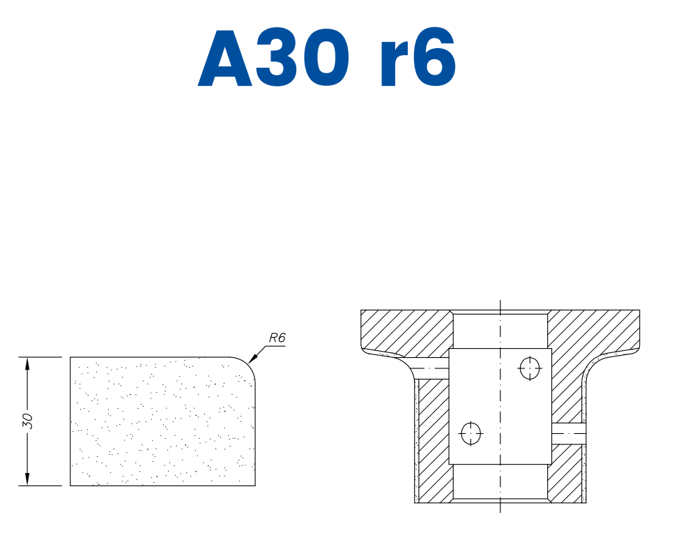 SCE41006 30mm r6 Eased Edge Line 40 - (Bore 22 Fitting) Profile A30 r6 EHS Position 1 EHS Kit (all materials, high speed)