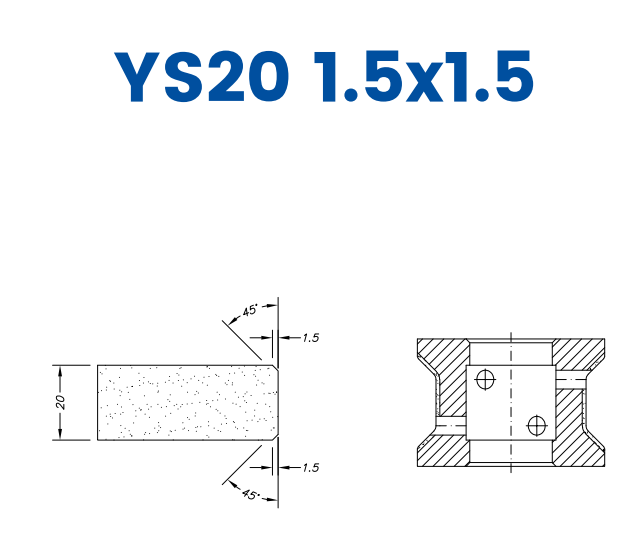 SC42D028 20mm Double Chamfer 1.5x1.5 Line 40 - (Bore 22 Fitting) Profile YS20 1.5x1.5 Zenith Position 2 Standard Kit (all materials)