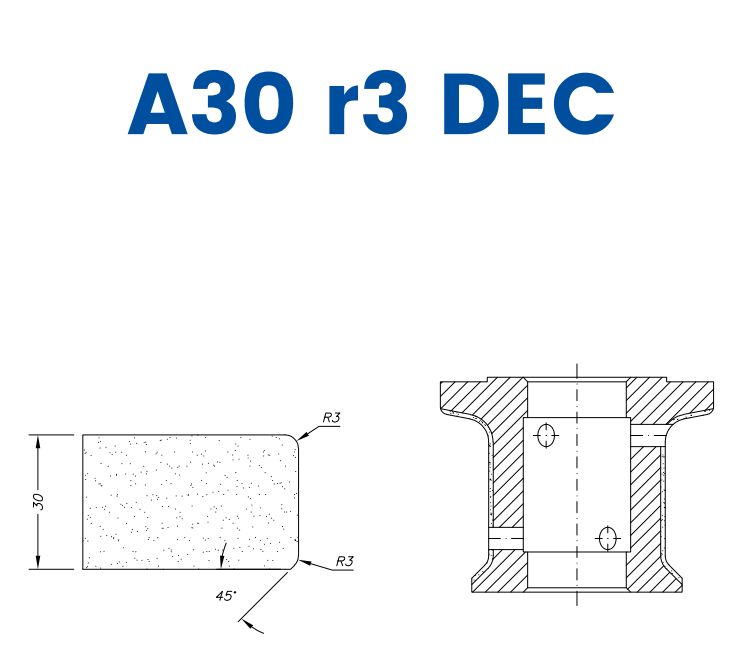 SC48D239 30mm r3 Eased Edge DEC Line 40 - (Bore 22 Fitting) Profile A30 r3 DEC Position 2 Electroplated Electroplated Kit (soft materials, marble)