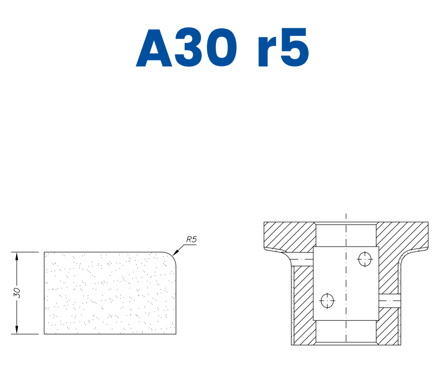SC47005 30mm r5 Eased Edge Line 40 - (Bore 22 Fitting) Profile A30 r5 Position 1 Electroplated Electroplated Kit (soft materials, marble)