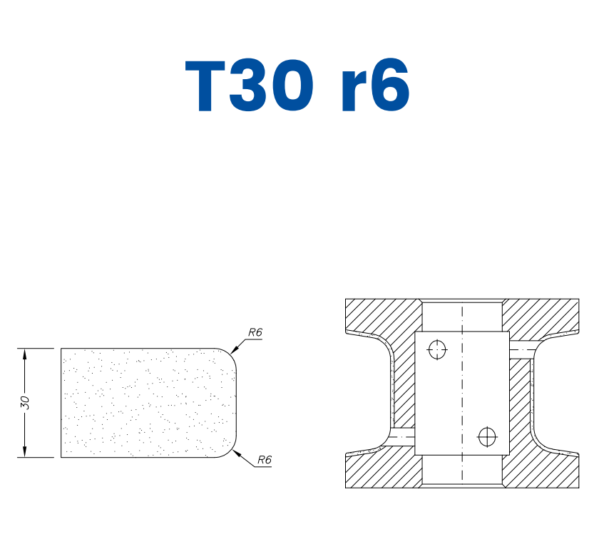 SC47D156 30mm Eased Top & Bottom r6 Line 40 - (Bore 22 Fitting) Profile T30 r6 Position 1 Electroplated Electroplated Kit (soft materials, marble)