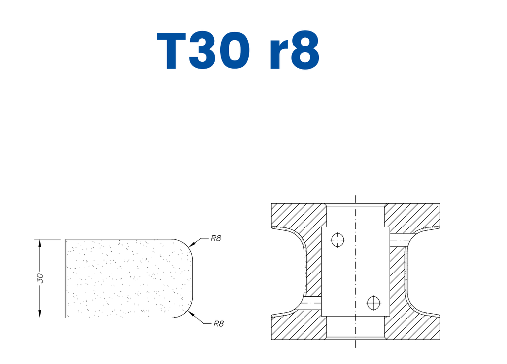 SC47D096 30mm Eased Top & Bottom r8 Line 40 - (Bore 22 Fitting) Profile T30 r8 Position 1 Electroplated Electroplated Kit (soft materials, marble)