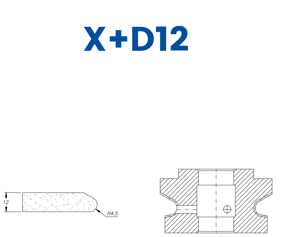 SC47110 12mm Knoll/Sharknose Line 40 - (Bore 22 Fitting) Profile X+D12 Position 1 Electroplated Electroplated Kit (soft materials, marble)