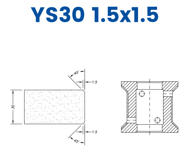 SC47D445 30mm Double Chamfer 2x2 Line 40 - (Bore 22 Fitting) Profile YS30 1.5x1.5 Position 1 Electroplated Electroplated Kit (soft materials, marble)