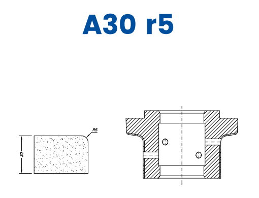 SCE61005 30mm r5 Eased Edge (⅙ Radius) Line 60 - (Bore 35 Fitting) Profile A30 r5 EHS Position 1 EHS Kit (all materials, high speed)