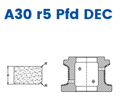 SCE61199 30mm r5 Closed Eased Edge (⅙ Radius) Line 60 - (Bore 35 Fitting) Profile A30 r5 PFD DEC EHS Position 1 EHS Kit (all materials, high speed)