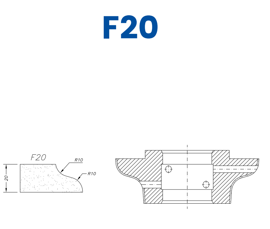 [SCE61049] SCE61049 20mm Ogee Line 60 - (Bore 35 Fitting) Profile F20 EHS Position 1 EHS Kit (all materials, high speed)