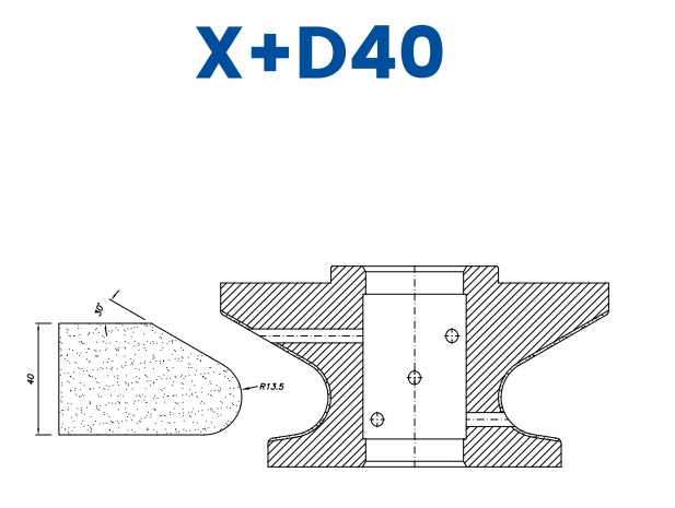 SCE61111 40mm Knoll Line 60 - (Bore 35 Fitting) Profile X+D40 EHS Position 1 EHS Kit (all materials, high speed)