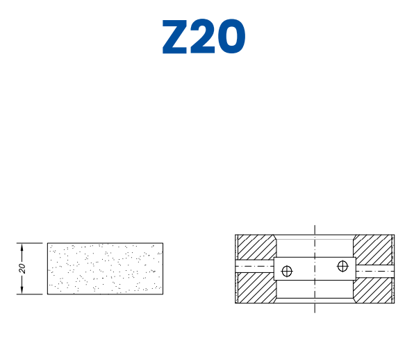 SCE61033 20mm Flat Edge Line 60 - (Bore 35 Fitting) Profile Z20 EHS Position 1 EHS Kit (all materials, high speed)