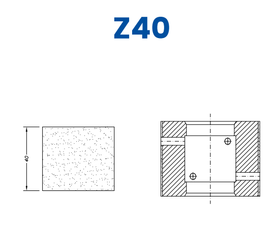 [SCE61035] SCE61035 40mm Flat Edge Line 60 - (Bore 35 Fitting) Profile Z40 EHS Position 1 EHS Kit (all materials, high speed)