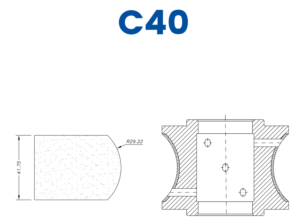 [SC6XD370] SC6XD370 40mm Pencil/Crescent Line 60 - (Bore 35 Fitting) Profile C40 XtraFine Position 3X Standard Kit (all materials)