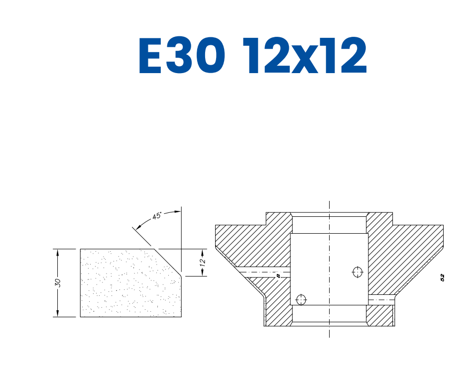 SC61D062 30mm 1/3 Bevel Line 60 - (Bore 35 Fitting) Profile E30 12x12 Zenith Position 1 Standard Kit (all materials)