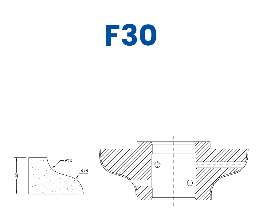 SC61050 30mm Ogee Line 60 - (Bore 35 Fitting) Profile F30 Zenith Position 1 Standard Kit (all materials)