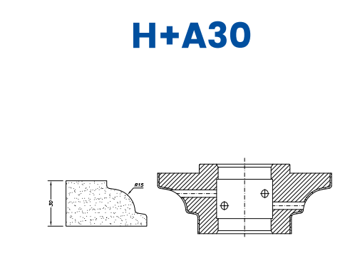 SC61060 30mm Stepped Dupont Line 60 - (Bore 35 Fitting) Profile H+A30 Zenith Position 1 Standard Kit (all materials)