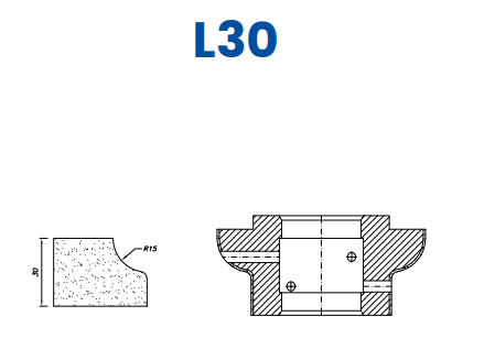 [SC62065] SC62065 30mm Cove (r15) Line 60 - (Bore 35 Fitting) Profile L30 Zenith Position 2 Standard Kit (all materials)