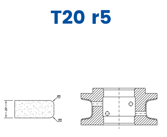 [SC62080] SC62080 20mm Eased Top & Bottom r5 Line 60 - (Bore 35 Fitting) Profile T20 r5 Zenith Position 2 Standard Kit (all materials)