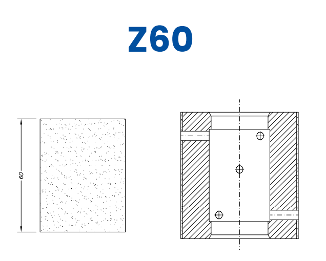 SC6X037 60mm Flat Edge Line 60 - (Bore 35 Fitting) Profile Z60 XtraFine Position 3X Standard Kit (all materials)