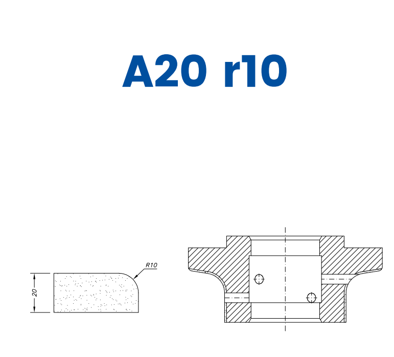 SC67002 20mm Half Bullnose Line 60 - (Bore 35 Fitting) Profile A20 r10 Electroplated Position 1 Electroplated Kit (soft materials, marble)