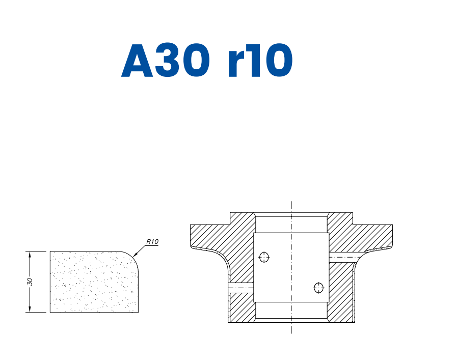 SC67008 30mm r10 Round Edge (⅓ Radius) Line 60 - (Bore 35 Fitting) Profile A30 r10 Electroplated Position 1 Electroplated Kit (soft materials, marble)