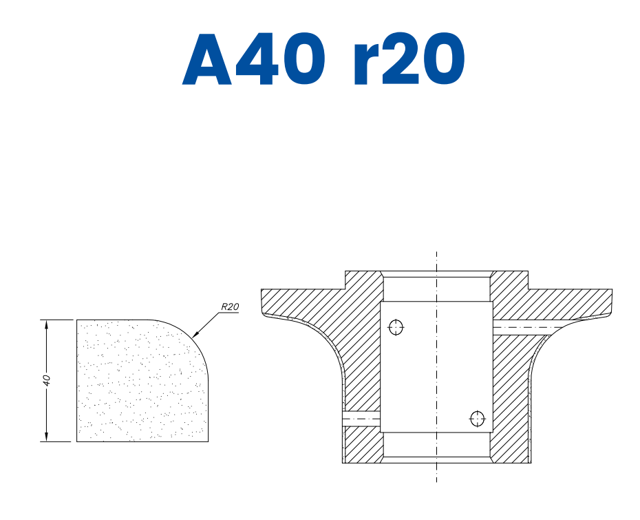 SC68021 40mm Half Bullnose Line 60 - (Bore 35 Fitting) Profile A40 r20 Electroplated Position 2 Electroplated Kit (soft materials, marble)