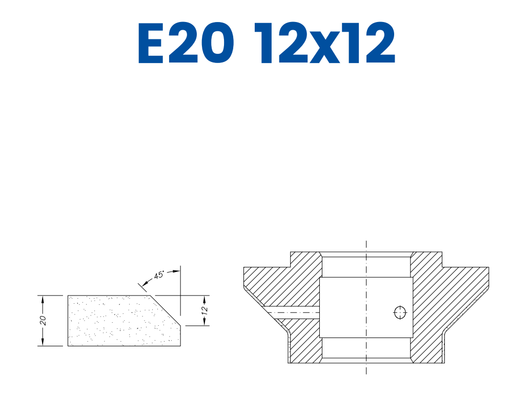 SC67045 20mm 2/3 Bevel Line 60 - (Bore 35 Fitting) Profile E20 12x12 Electroplated Position 1 Electroplated Kit (soft materials, marble)