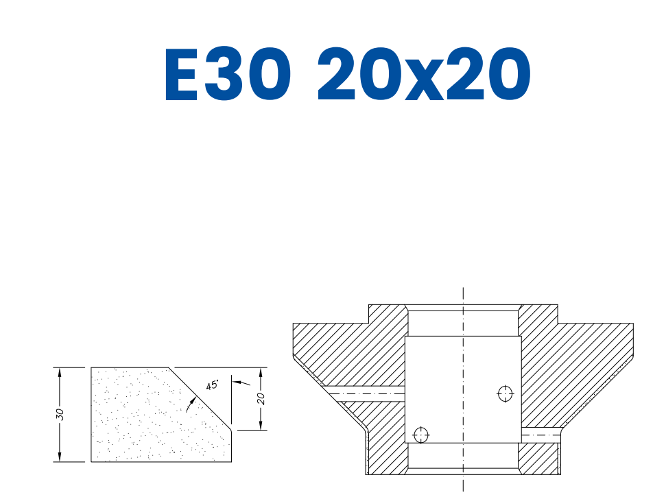 SC67046 30mm 2/3 Bevel Line 60 - (Bore 35 Fitting) Profile E30 20x20 Electroplated Position 1 Electroplated Kit (soft materials, marble)