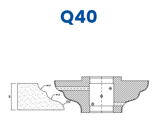 SC67079 40mm Cove Ogee Line 60 - (Bore 35 Fitting) Profile Q40 Electroplated Position 1 Electroplated Kit (soft materials, marble)