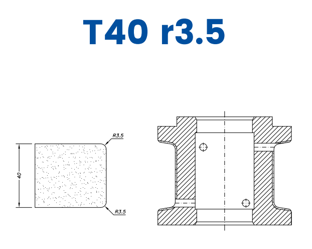 SC67117 40mm Eased Top & Bottom r3.5 Line 60 - (Bore 35 Fitting) Profile T40 r3.5 Electroplated Position 1 Electroplated Kit (soft materials, marble)