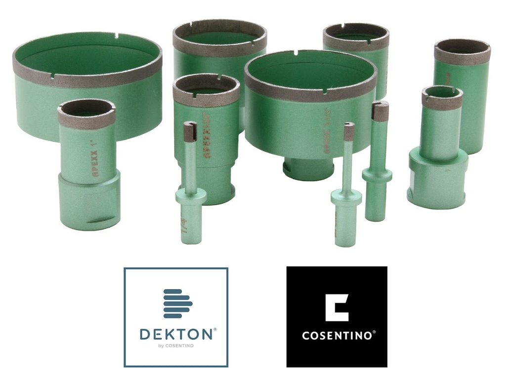APEXX Green Porcelain UCS Blind-Hole Bit 1/4" x Straight Shank - Approved by Cosentino for Dekton