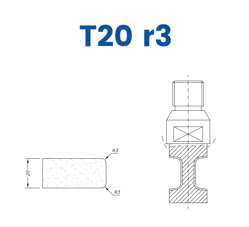 Marmo Elettromeccanica SC24355 LINE 10 20mm Eased Top & Bottom r3 Profile T20 r3 Position 4 Longlife+ Electroplated Kit (soft materials, marble)