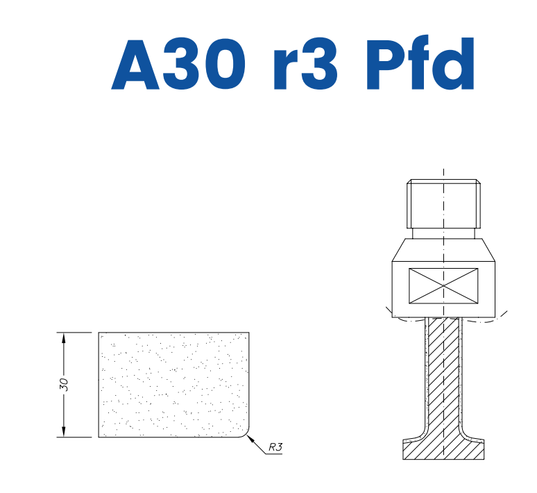 Marmo Elettromeccanica SC24364 LINE 10 30mm r3 Eased Edge Polished Face Down Profile A30 r3 Pfd Position 4 Longlife+ Electroplated Kit (soft materials, marble)