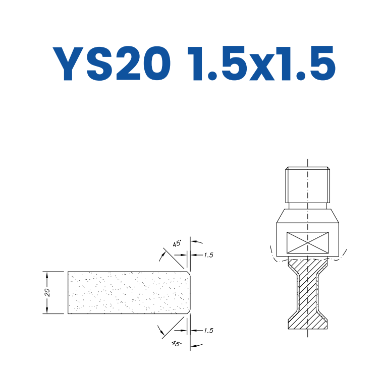 Marmo Elettromeccanica SC24555 LINE 10 20mm Double Chamfer 1.5x1.5 Profile YS20 1.5x1.5 Position 4 Longlife+ Electroplated Kit (soft materials, marble)