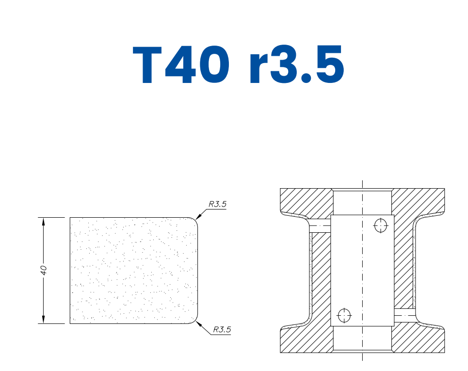 Marmo Elettromeccanica SC46117 40mm Eased Top & Bottom r3.5 Line 40 - (Bore 22 Fitting) Profile T40 r3.5 Longlife+ Position 6 EHS Kit (all materials, high speed)
