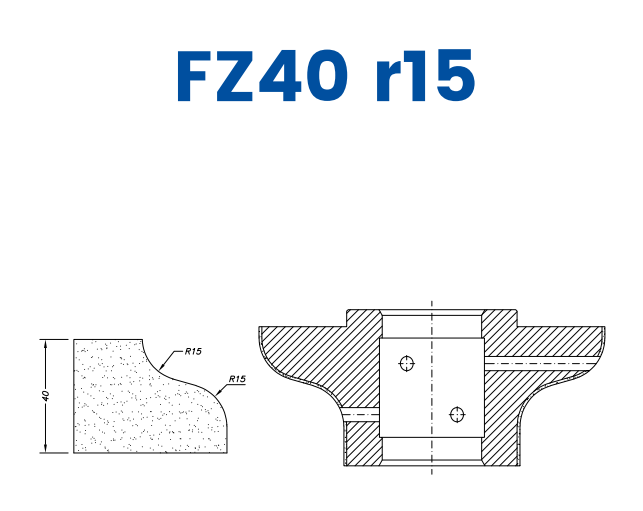 Marmo Elettromeccanica SC66076 40mm Ogee Flat Line 60 - (Bore 35 Fitting) Profile FZ40 r15 Longlife+ Position 6 EHS Kit (all materials, high speed)