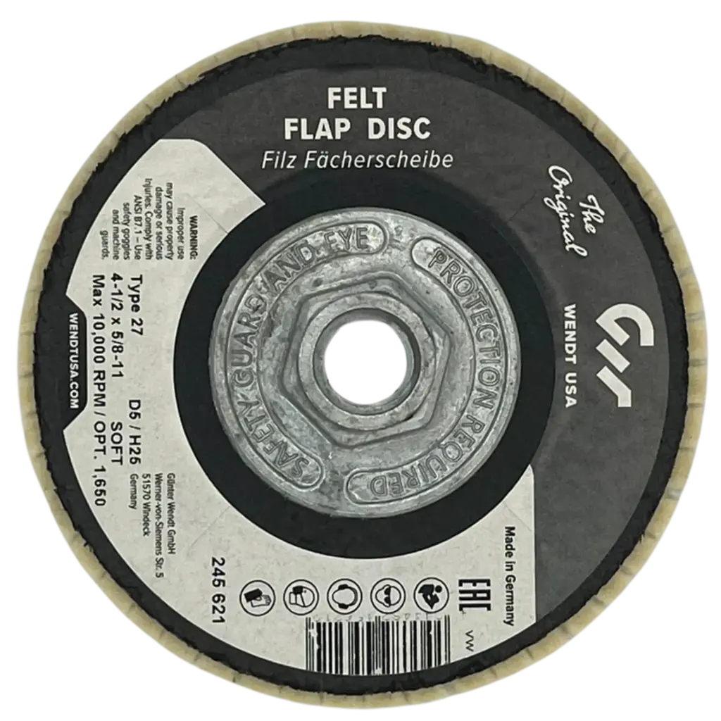 4-1/2 X 5/8-11 FELT POLISHING FLAP DISC 5/DISC